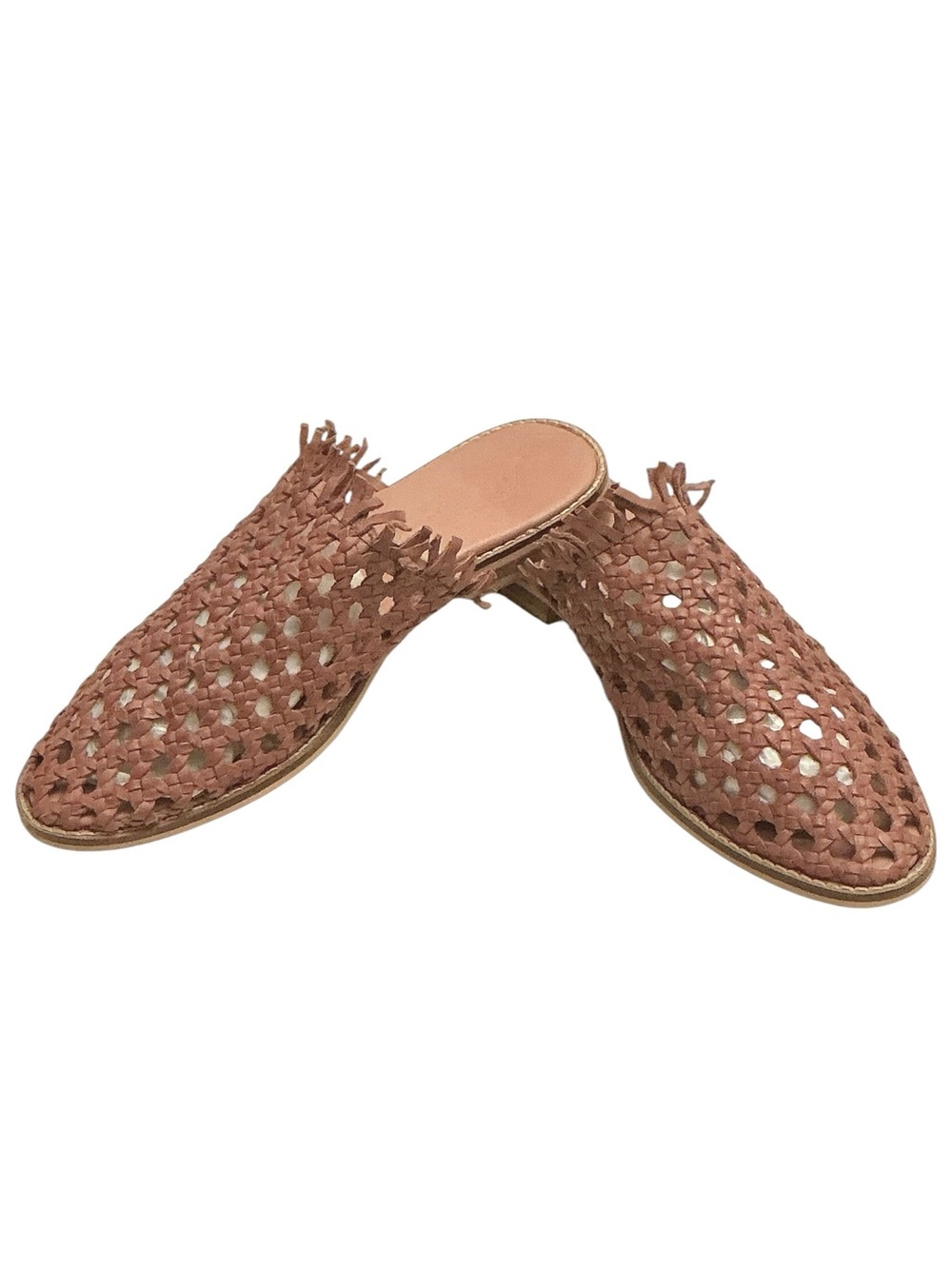 Free People Mirage Open Weave Pink/Tan Leather Slip-on Mule Clog EU 40/9.5
